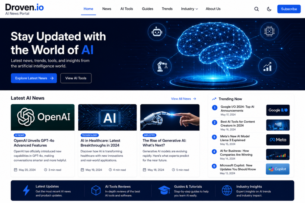 Droven.io AI News Portal – Latest AI Trends, Tools & Updates