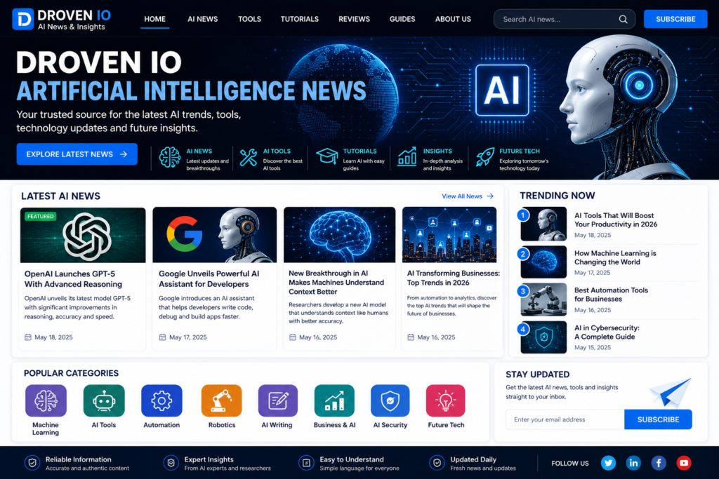 Droven IO Artificial Intelligence News – Latest AI Trends, Tools & Technology Updates