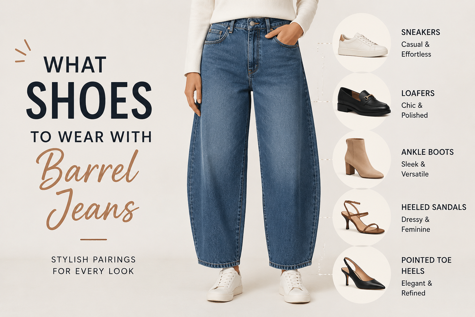 what shoes to wear with barrel jeans image